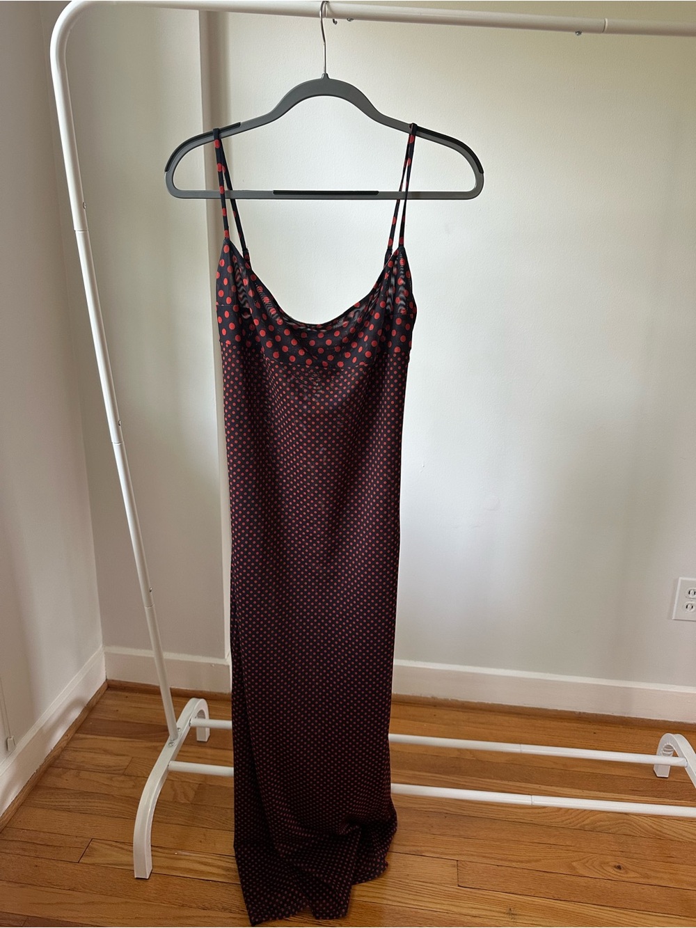 Miaou Black Slip Dress with Red Pattern